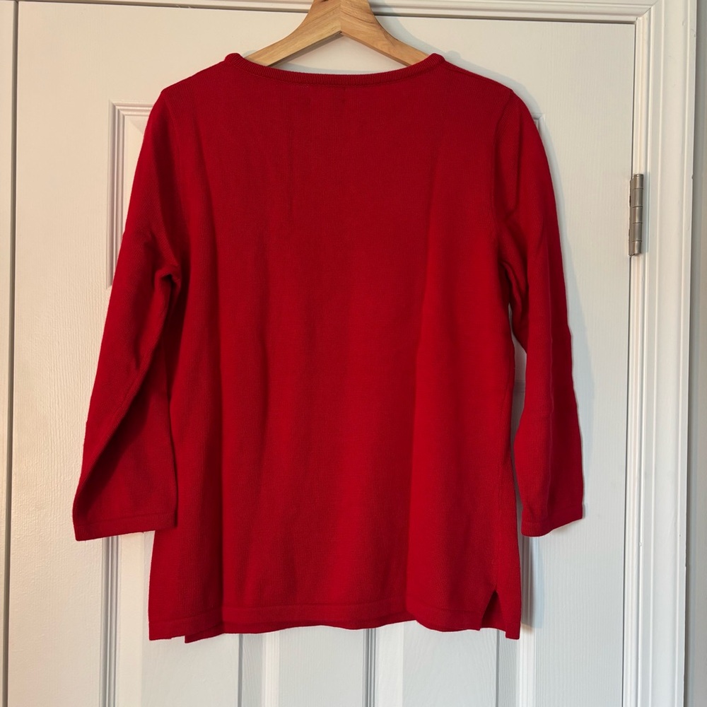 Vintage Rafaella American Flag Sweater 3/4 Sleeve Embroidered Cotton Preppy L - Picture 6 of 6